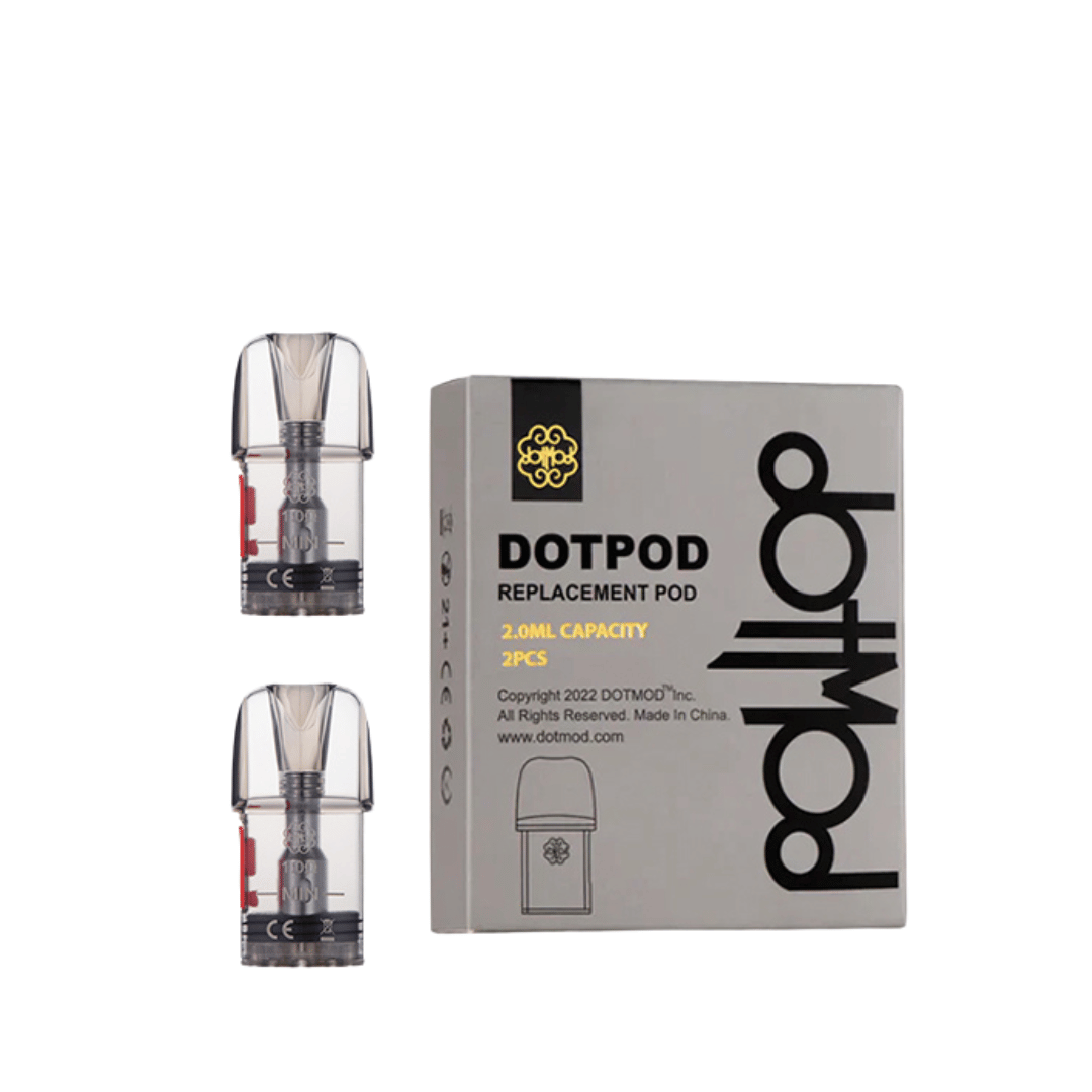 Dotmod Dotpod Nano replacement pods with packaging, 2ml capacity, shown in clear view.