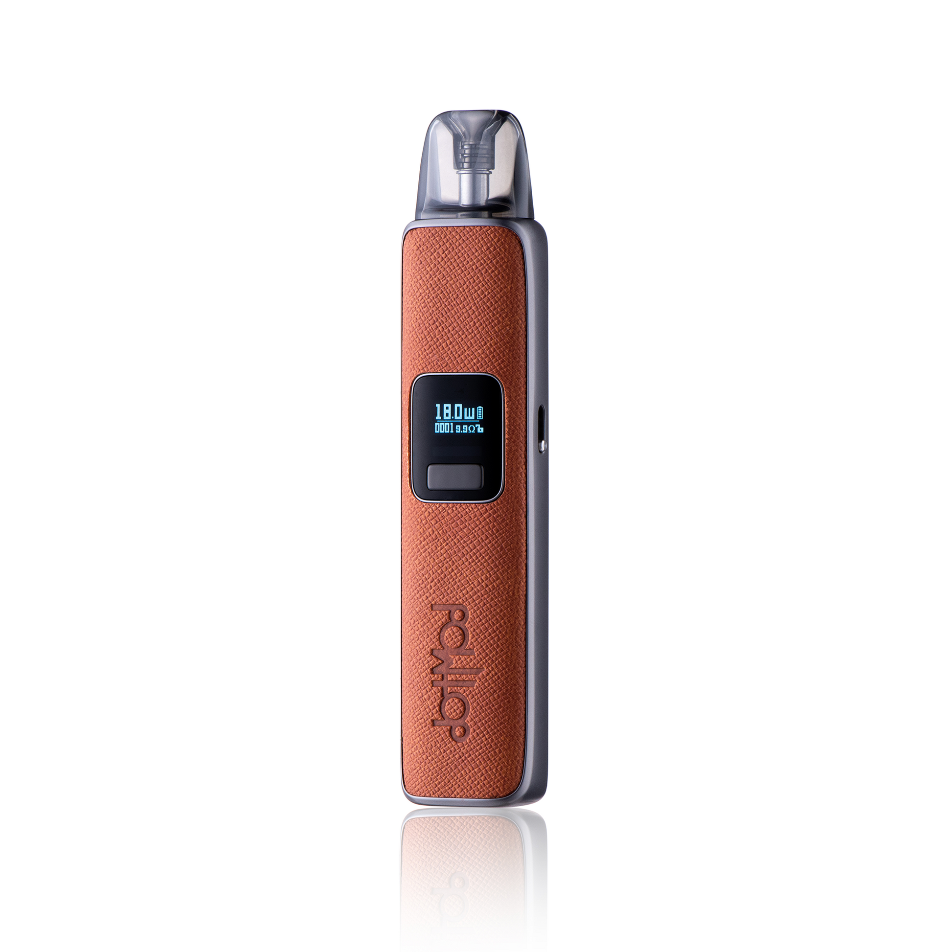 Dotmod DotPod Pro vape kit in brown with a sleek design and digital display.