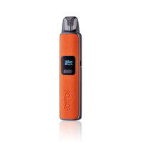 Orange DotMod DotPod Pro vape kit with digital display on a white background.