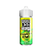 Double Drip Strawberry Kiwi 100ml e-liquid bottle with vibrant fruit graphics.