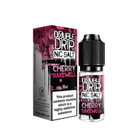 Double Drip Cherry Bakewell Nic Salt vape juice bottle and box, 10ml, UK made.