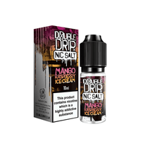 Double Drip Nic Salt 10ml bottle, Mango Raspberry Ice Cream flavour, with packaging.