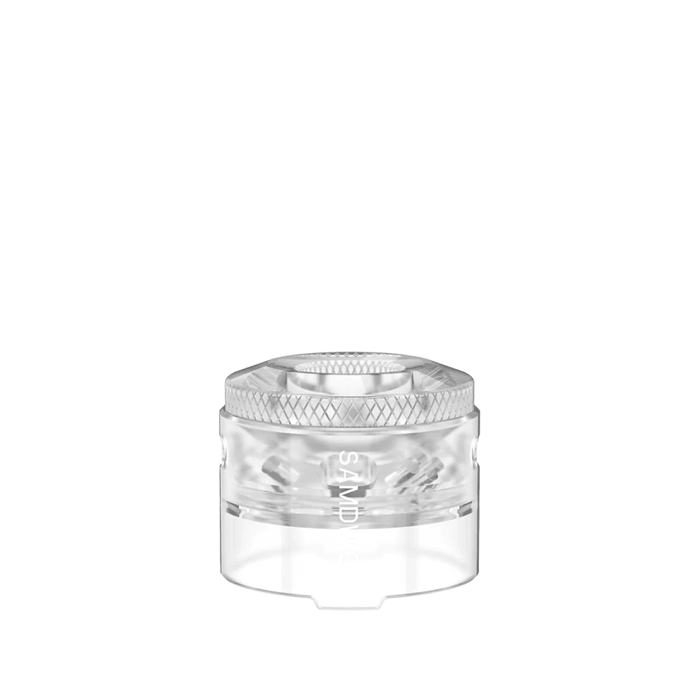 Translucent polished vape cap with side airflow design, Dovpo Samdwich RDA accessory.