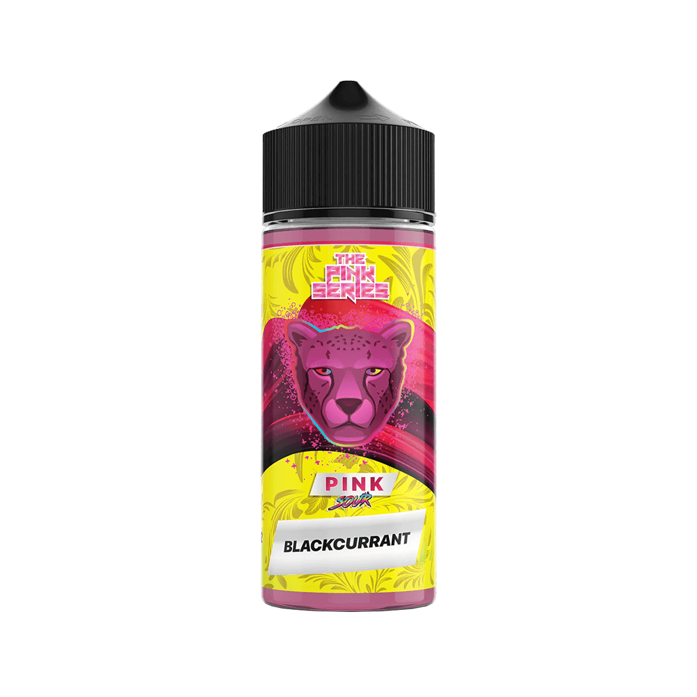 Dr Vapes Pink Series Blackcurrant 100ml shortfill bottle with vibrant leopard design.