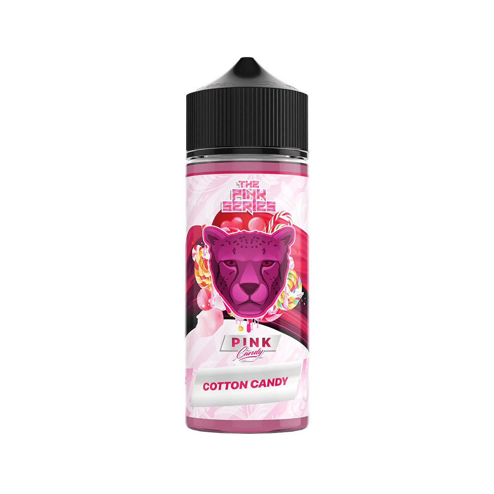 Dr. Vapes Pink Series e-liquid bottle, cotton candy flavour, 100ml.