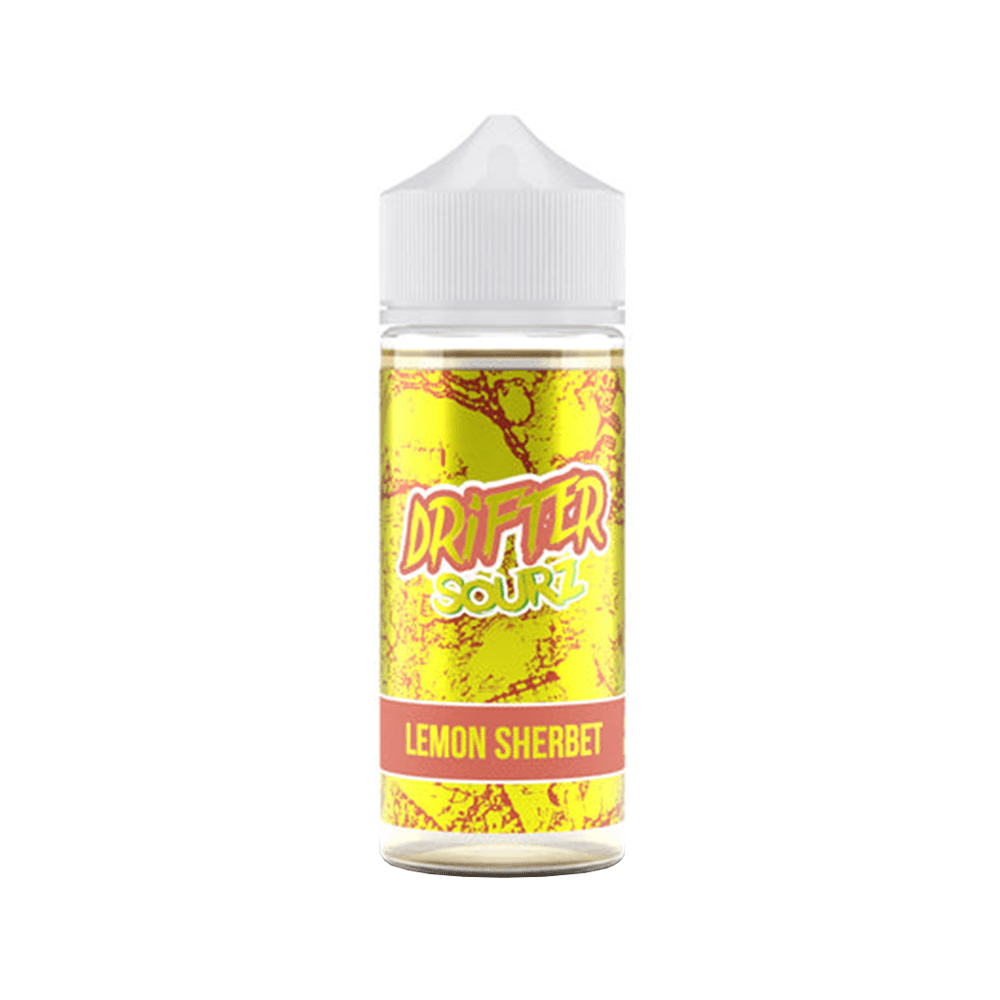 Drifter Sourz Lemon Sherbet vape juice bottle with a vibrant yellow label.