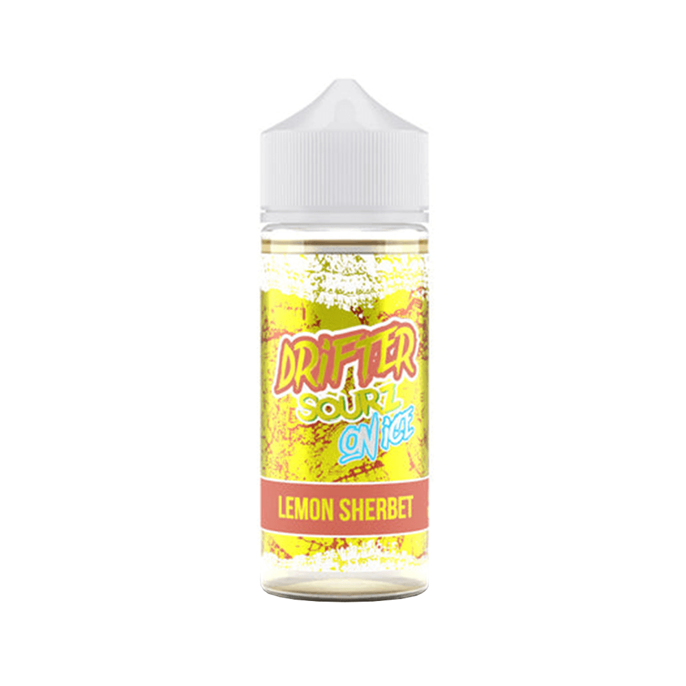 Drifter Lemon Sherbet vape juice bottle, 100ml shortfill, yellow label.