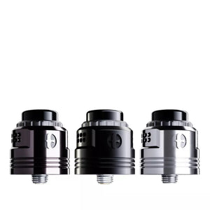 Three Turnstone RDA's by Early Bird in gunmetal, matte black and stainless steel.