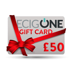 ECIGONE gift card with a red ribbon and bow.