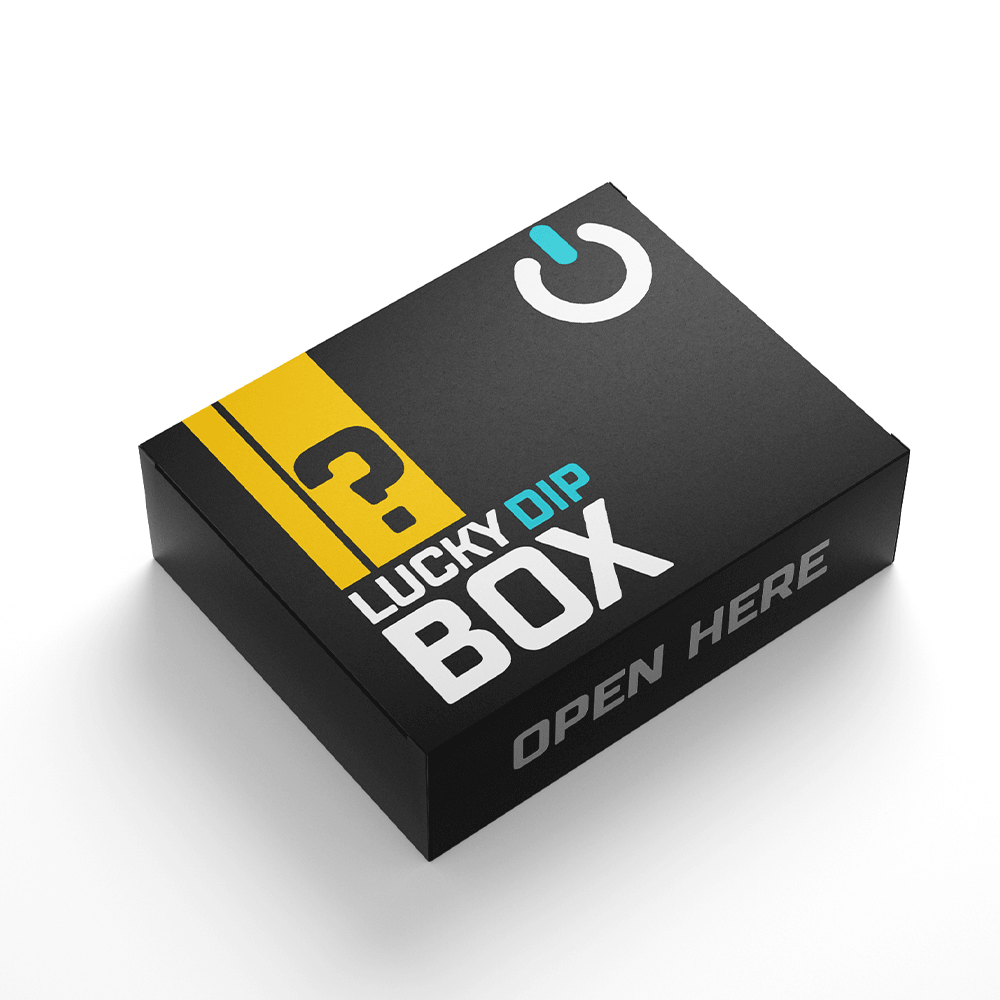 Black Lucky Dip Box with "Open Here" text and Ecigone branding.