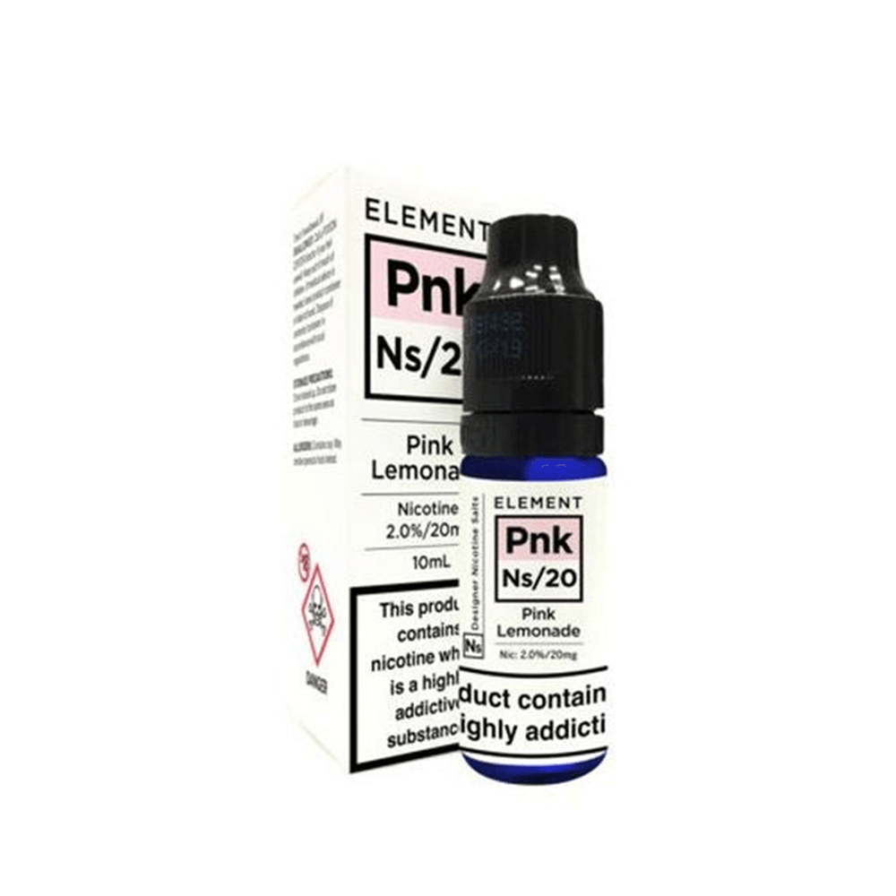 Element Pink Lemonade e-liquid bottle and box, 10ml, displayed on a white background.