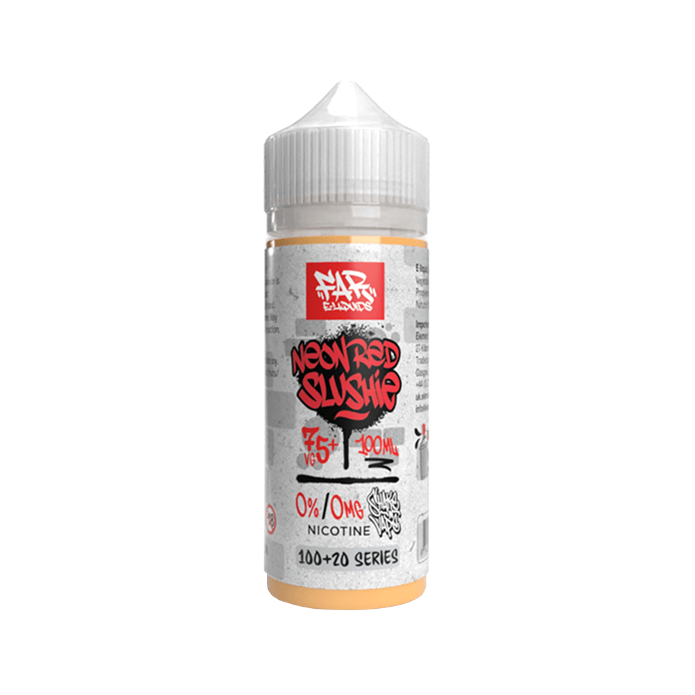 Neon Red Slushie 100ml shortfill bottle by Element, 0mg nicotine, white and red label.