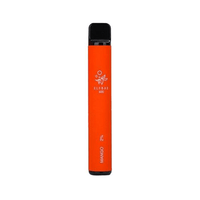 Elf Bar Mango disposable vape pen in bright orange with "600" and "2%" marked on it.