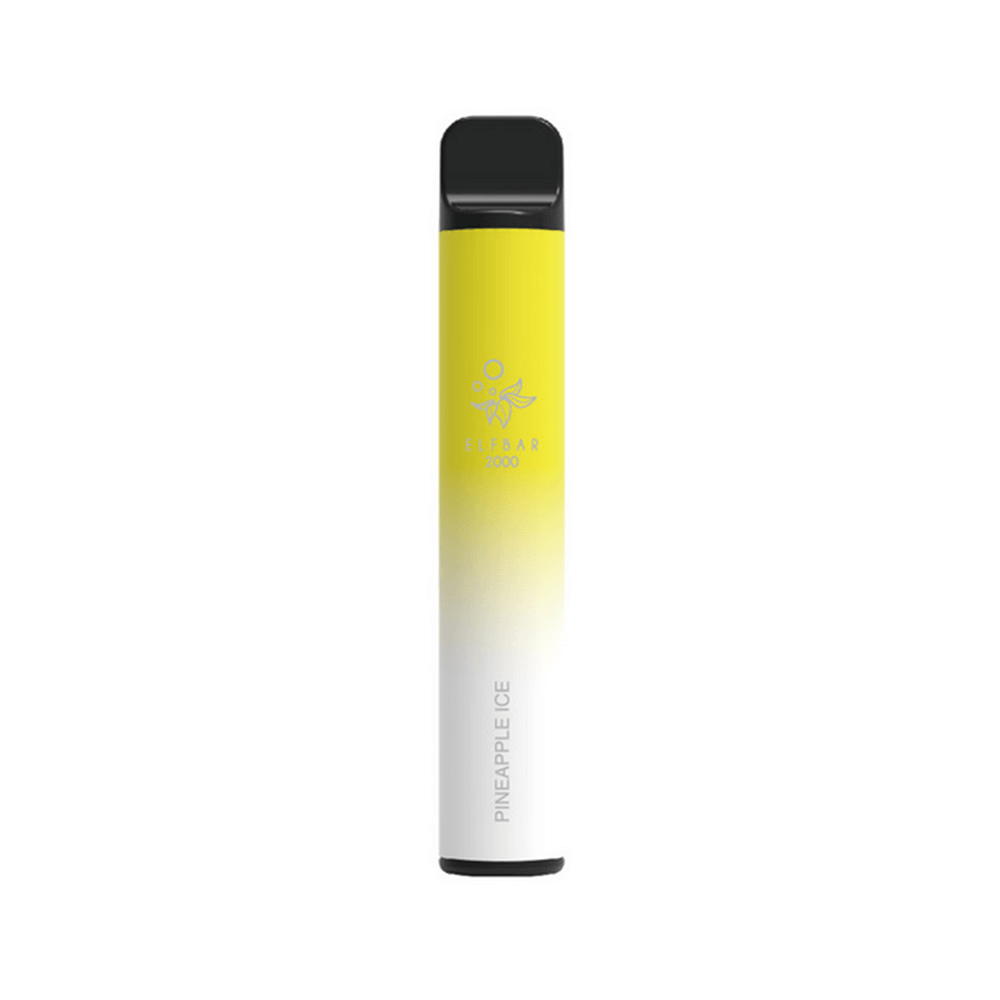 Elf Bar disposable vape pen in Pineapple Ice flavour with a yellow and white gradient design.