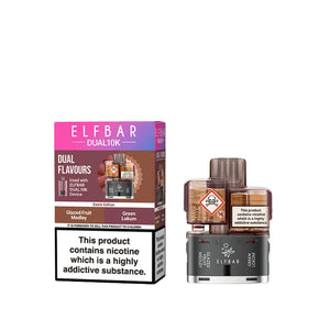 Elf Bar Dual 10K Refill Pods for the Elf Bar Dual 10k Vape Kit - Exotic Edtion - Glazed Fruit Medley - Green Lokum