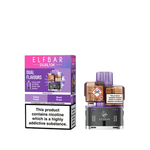 Elf Bar Dual 10K Refill Pods for the Elf Bar Dual 10k Vape Kit - Green Grape - Black Grape