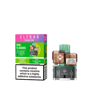 Elf Bar Dual 10K Refill Pods for the Elf Bar Dual 10k Vape Kit - Green Edition - Strawberry Banana Dragon Fruit - Kiwi Passion Fruit Guava