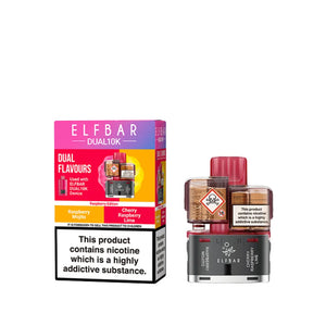 Elf Bar Dual 10K Refill Pods for the Elf Bar Dual 10k Vape Kit - Raspberry Edition - Raspberry Mojito - Cherry Raspberry Lime