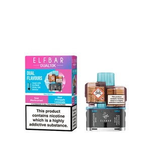 Elf Bar Dual 10K Refill Pods for the Elf Bar Dual 10k Vape Kit - Sour Edition - Sour Blackcurrant - Sour Pineapple Lemonade
