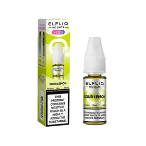 Elf Bar Elfliq Sour Lemon 10ml Nic Salt E-liquid - Perfect for Refillable Vape Kits