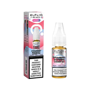Elf Bar Elfliq Strawberry Raspberry Cherry Ice 10ml Nic Salt E-liquid - Perfect for Refillable Vape Kits