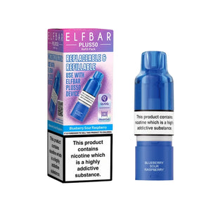 Elf Bar Plus 50 Blue Sour Raspberry Flavour Refill Pod for the Elf Bar Plus 50 Vape Kit