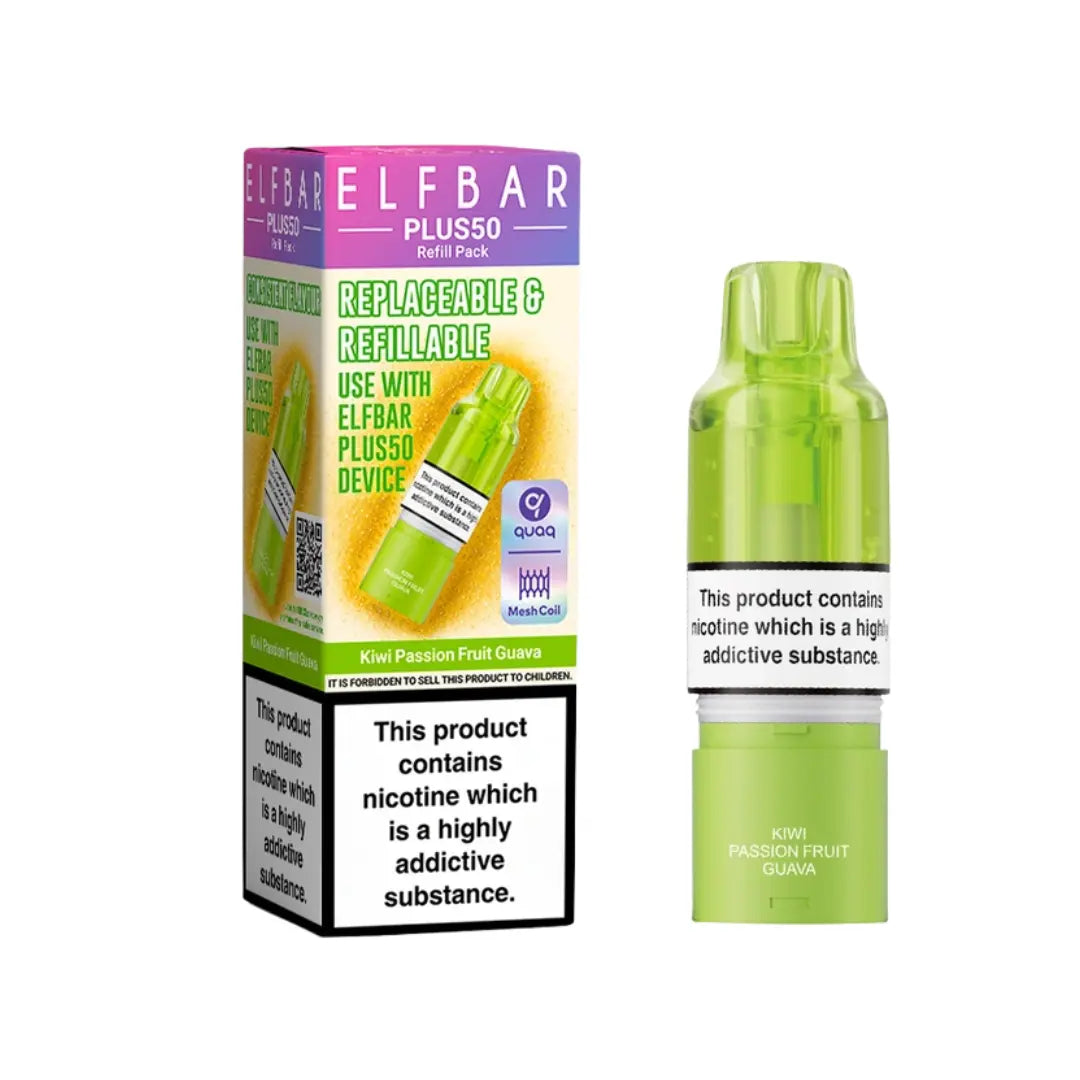 elfbar kiwi passionfruit pods ELF BAR 600 Kiwi Passion Fruit Guava Prefilled Pod main image 0