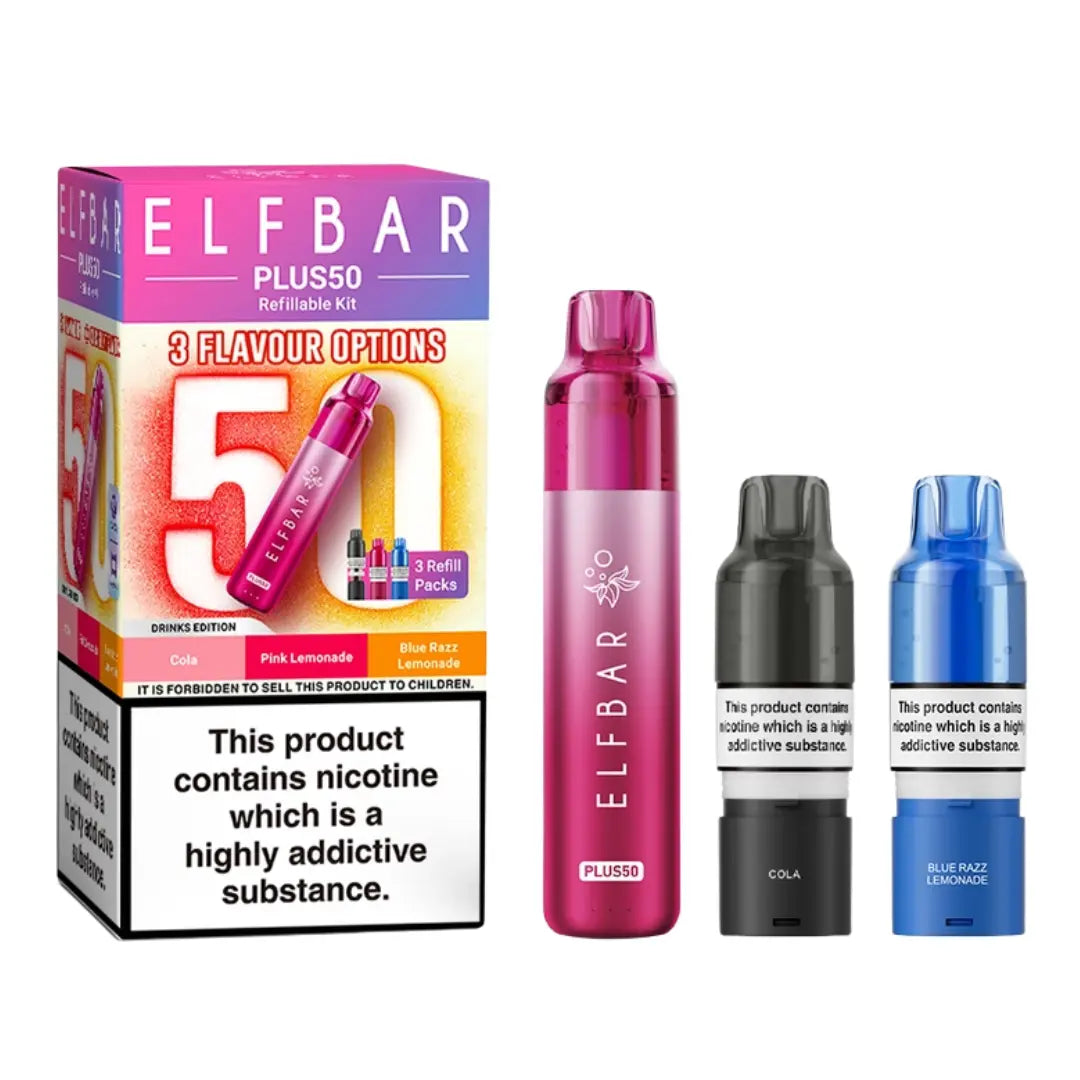 Elf Bar Plus 50 Prefilled Pod Kit | 3 Pods | 800mAh Elf Bar Plus 50 Prefilled Pod Kit | 3 Pods | 800mAh