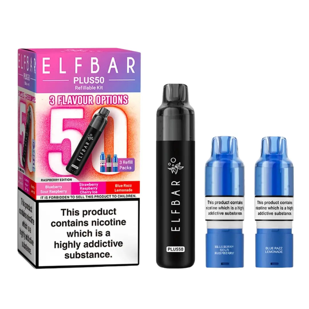 Elf Bar Plus 50 Prefilled Pod Kit | 3 Pods | 800mAh Elf Bar Plus 50 Prefilled Pod Kit | 3 Pods | 800mAh