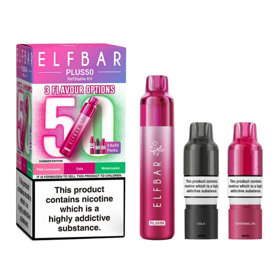 Elf Bar Plus 50 Prefilled Pod Kit | 3 Pods | 800mAh Elf Bar Plus 50 Prefilled Pod Kit | 3 Pods | 800mAh