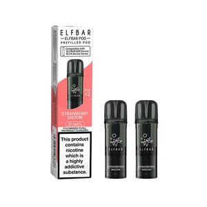 Elf Bar 600 strawberry snoow flavour prefilled vape pods with packaging on a white background 