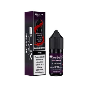 Elux Legend Nic Salts Black Cherry vape juice bottle and packaging on a white background