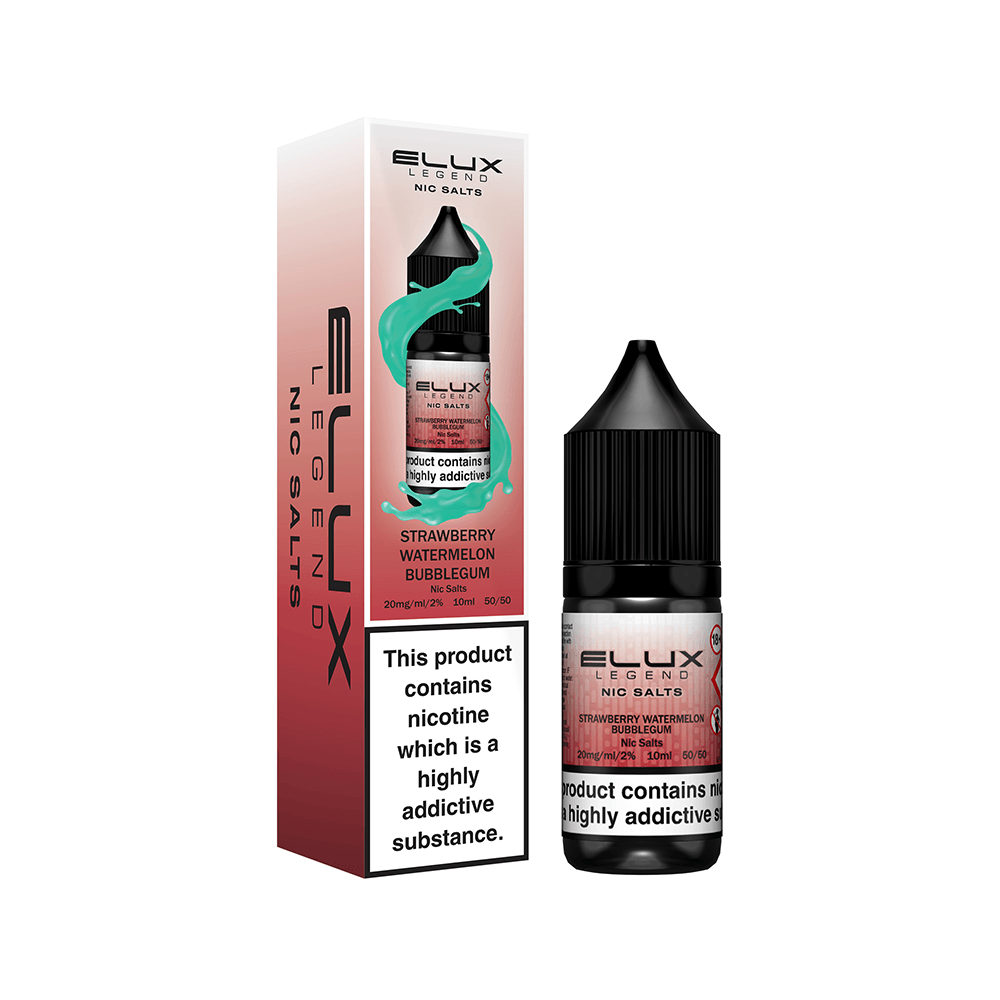 Elux Legend Nic Salts in Strawberry Watermelon flavour, 10ml bottle and box.