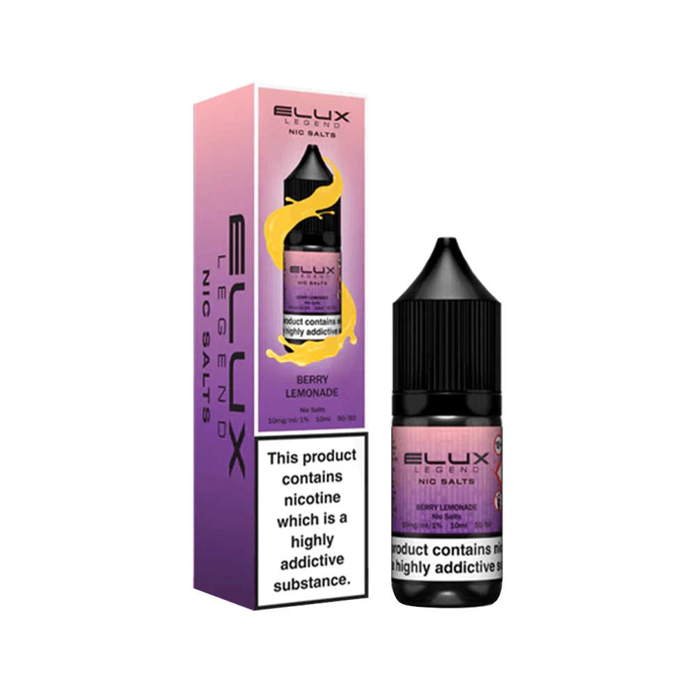 Elux Legend Berry Lemonade 10ml nicotine salt e-liquid bottle with packaging.