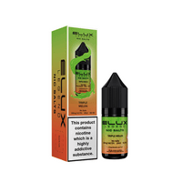 Elux Legend Nic Salt Triple Melon e-liquid bottle and box with vibrant green and orange design.