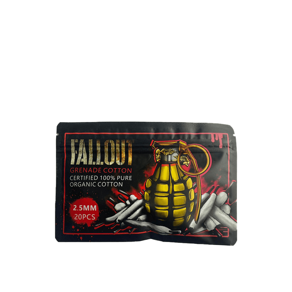 Pack of Fallout Grenade Cotton with grenade graphic, 100% pure organic cotton, 20 pieces.