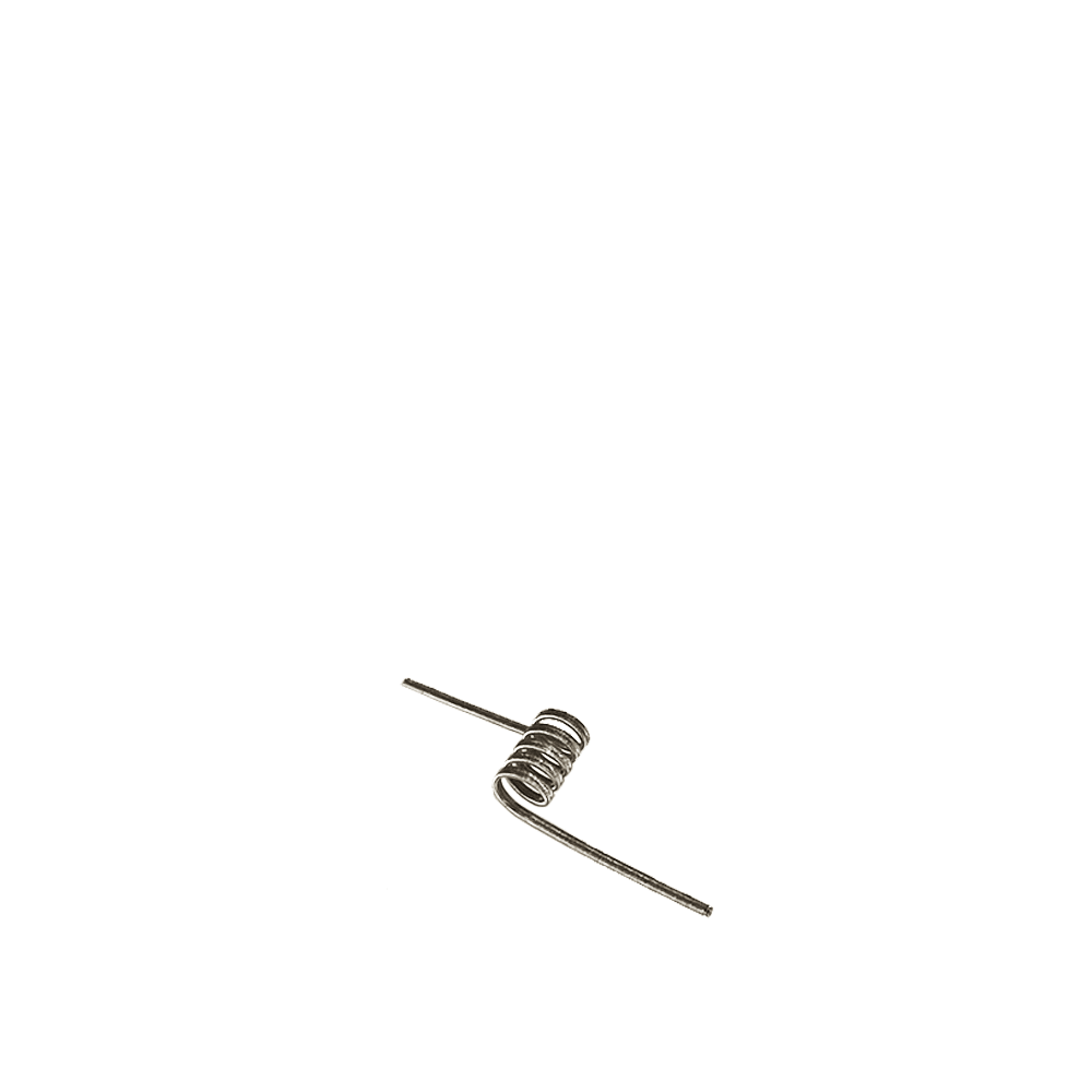 Close-up of a handmade vape coil on a white background.