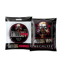 Fallout Vape Mechlyfe War Wire packaging with a stylized gas mask design.