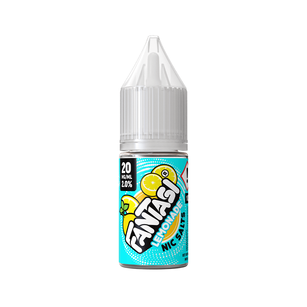 Fantasi Lemonade Nic Salt 10ml bottle with vibrant blue and lemon design.