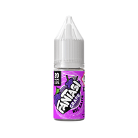 Fantasi Grape Nic Salts 20mg e-liquid bottle with vibrant purple label featuring grape illustrations.