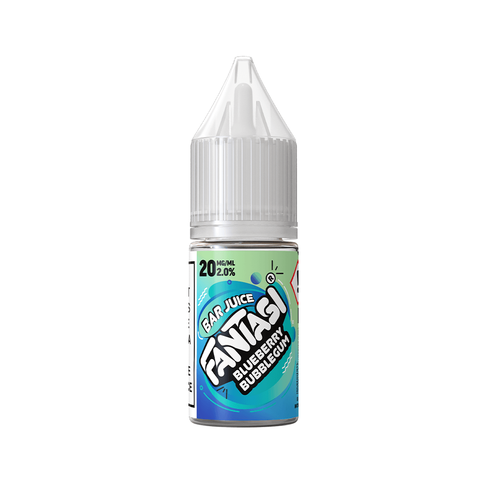 Fantasi Bar Juice Blueberry Bubblegum 10ml vape juice bottle with blue and green label.