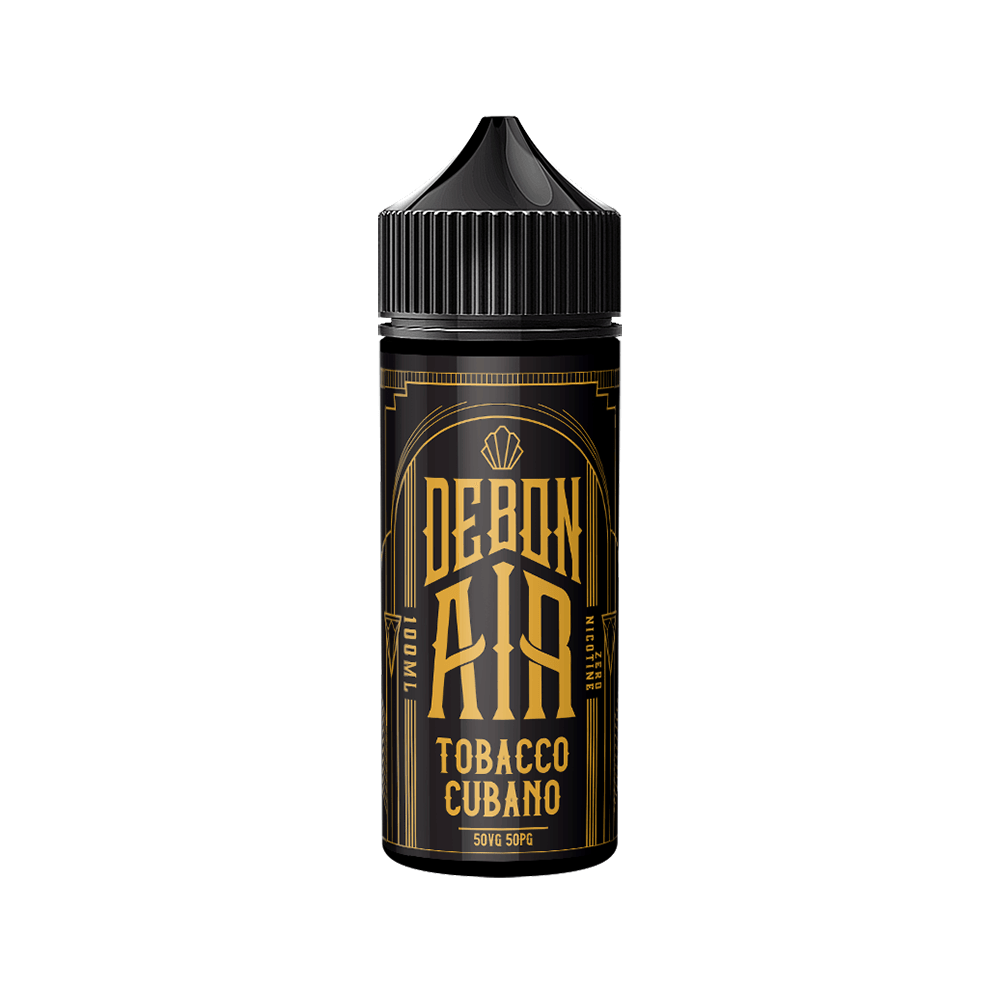 DebonAir Tobacco Cubano 100ml shortfill bottle with black and gold design.