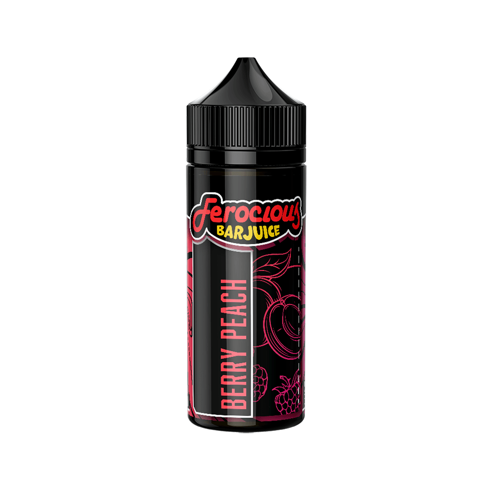 Ferocious Bar Juice Berry Peach 100ml Shortfill bottle with black and pink design.