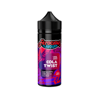 Ferocious Flavours Cola Twist e-liquid bottle, vibrant purple and red label, 100ml shortfill.