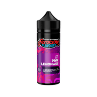 Ferocious Flavours Pink Lemonade vape juice bottle, 100ml shortfill with vibrant purple label.