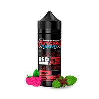 Ferocious Flavours Red Air e-liquid bottle with raspberries and mint leaves.