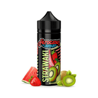 Ferocious Flavours Strawaki vape juice with strawberry, kiwi, and watermelon graphics.