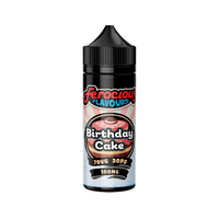 Ferocious Flavours Birthday Cake vape juice bottle, 100ml, with colourful label design.