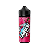 Fantasi Ice Cherry vape juice bottle, 50/50 PG/VG, pink label, black cap.