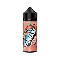 Fantasi Ice Peach vape juice bottle with vibrant design, 50VG/50PG, 100ml shortfill.